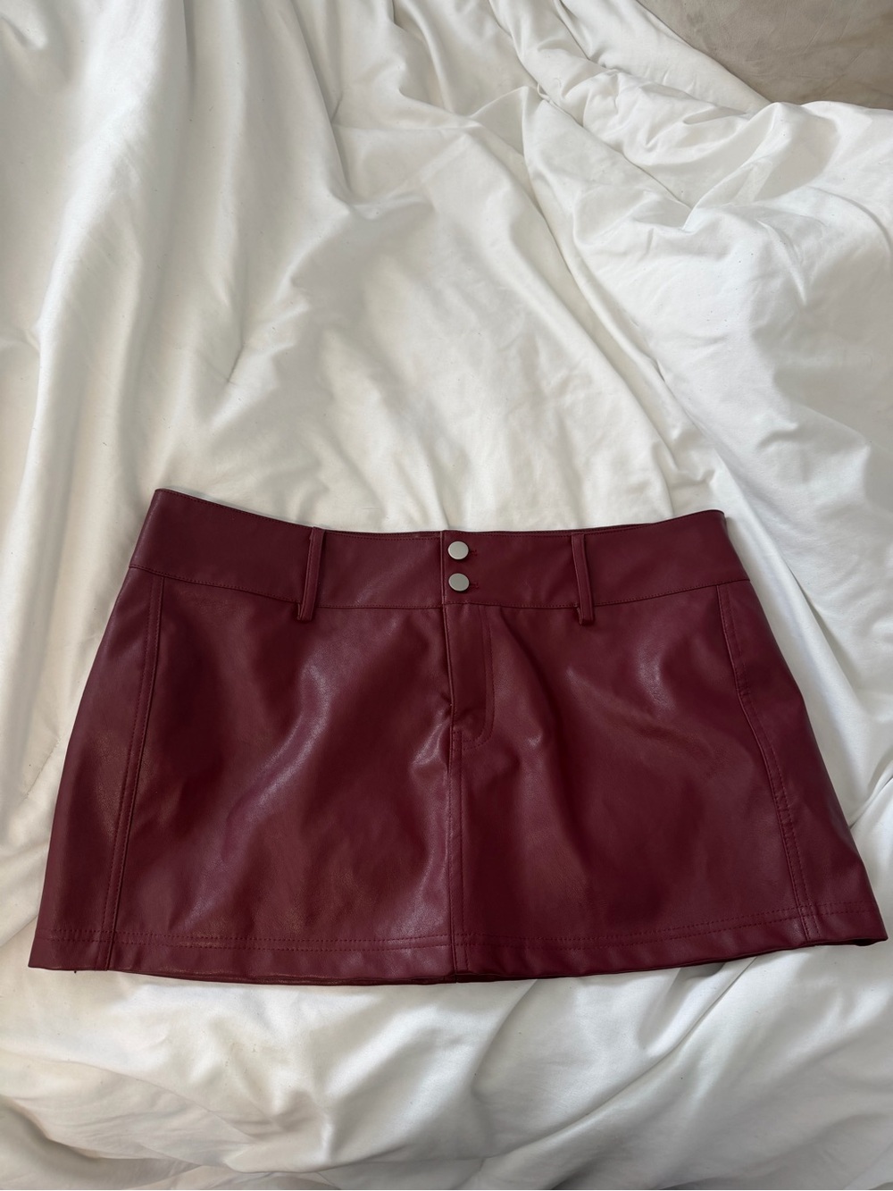 Princess Polly Burgundy Faux Leather Mini Skirt